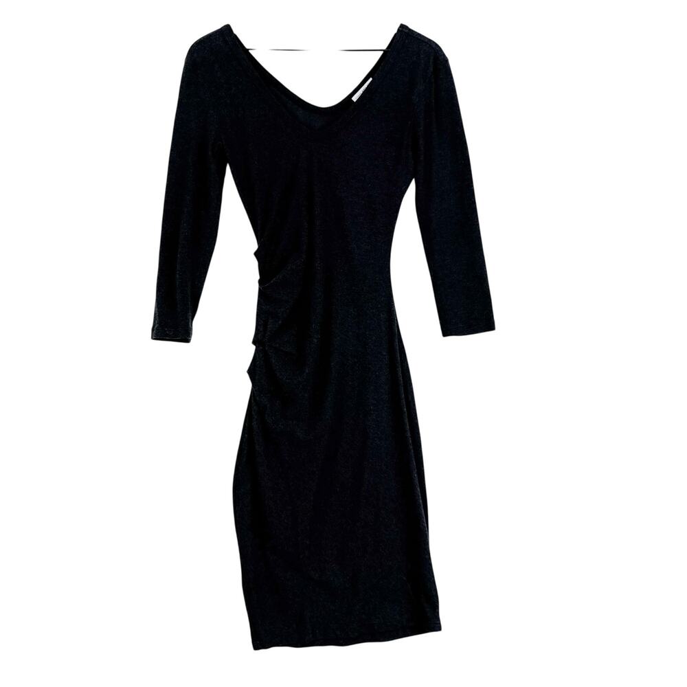 James Perse Estilo Mini Stretch Ruched Dress Black - Size 3 Large